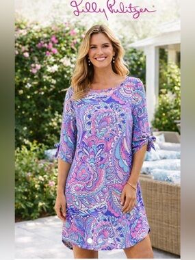 Lilly Pulitzer Preston Dress | Pink Tropics Mermaids Call | Size Medium